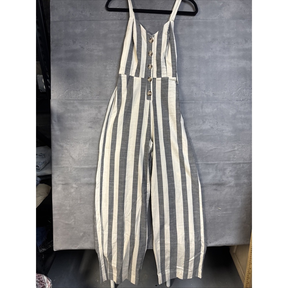 NWT Japna striped wide-leg button-front jumpsuit XS